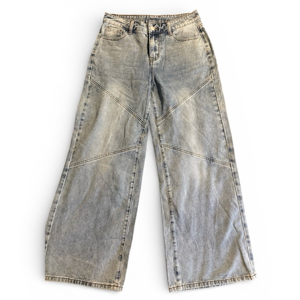 NWT Cider Wide-Leg Panel Denim Jeans - Light Wash Size Small